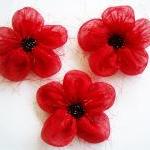 Red Hairy Flowers Handmade..