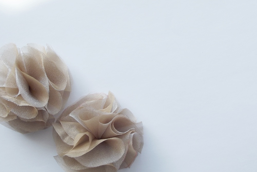 Beige Pom Pom Flowers Handmade Appliques Embellishments(2 pcs)